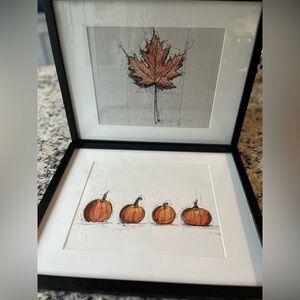 Two Fall Prints Matted and Framed with Glass